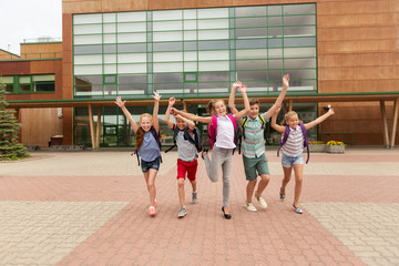 Sticker - group of happy elementary school students running