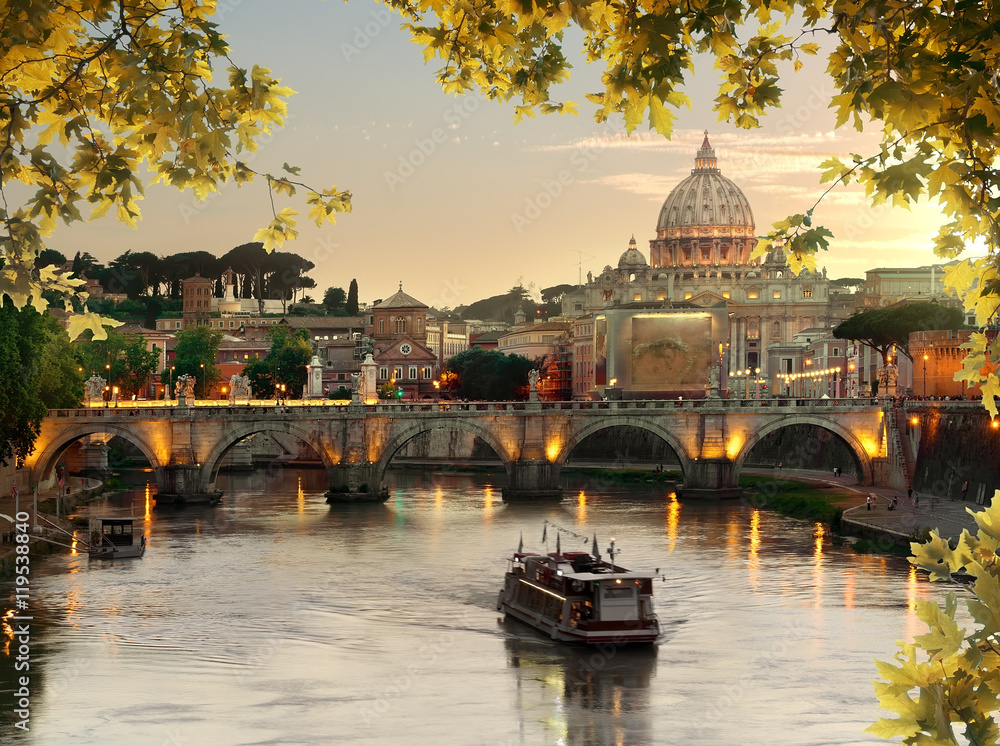 Bridge of Saint Angelo in Rome - obrazy, fototapety, plakaty 