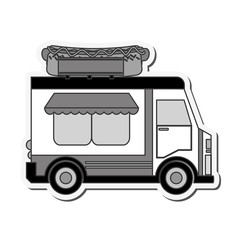 hot dog truck delivery fast food urban business icon. Flat and isolated design. Vector illustration