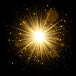 Golden Glow light effect. Star burst with sparkles. Vector Illustration