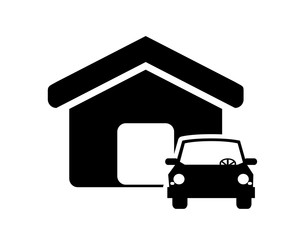 Canvas Print - flat design house and car icon vector illustration