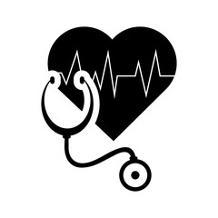 Canvas Print - flat design heart cardiogram and stethoscope icon vector illustration