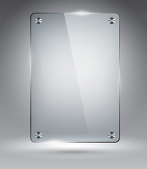 Glass frame on grey vector illustration template for advertising