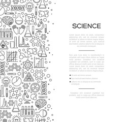 Wall Mural - chemistry background with line icons