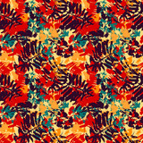 Fototapeta  - Hand drawn colorful seamless pattern with ink leafs prints