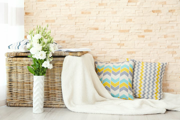 Wall Mural - Decorated interior with bouquet of flowers in vase