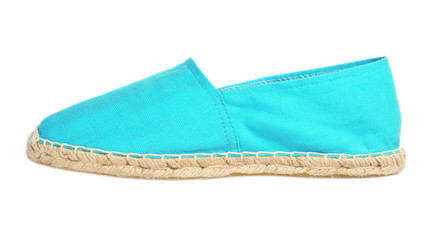 Turquoise espadrille isolated on white