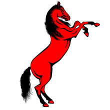 Red Horse Silhouette. Vector Horse Picture 