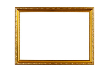 Wall Mural - Gold vintage wooden photo frame isolated on white. Saved with cl