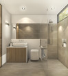 © dit26978 - 3d rendering warm tone toilet with beautiful tile and decor