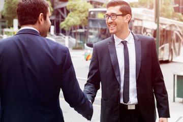 Two businessmen shaking their hands