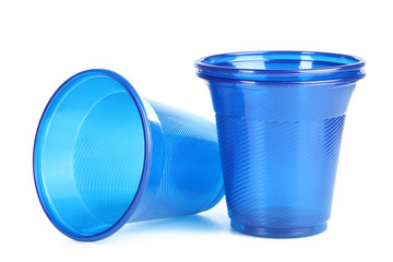 Plastic glasses on a white isolated background