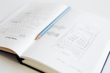 Wall Mural - pencil lying on an open diary