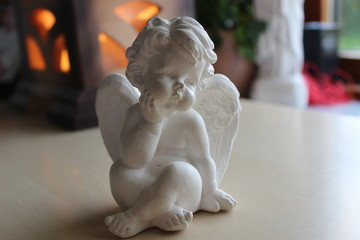 cherub statuette - white figure, beautiful decoration for christmas