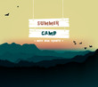 Summer camp, themed camp and vacation poster illustration