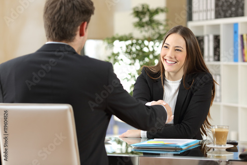 Fotografie, Obraz Businesspeople handshaking after negotiation