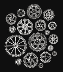 Wall Mural - Cogwheels and gears. Vector illustration