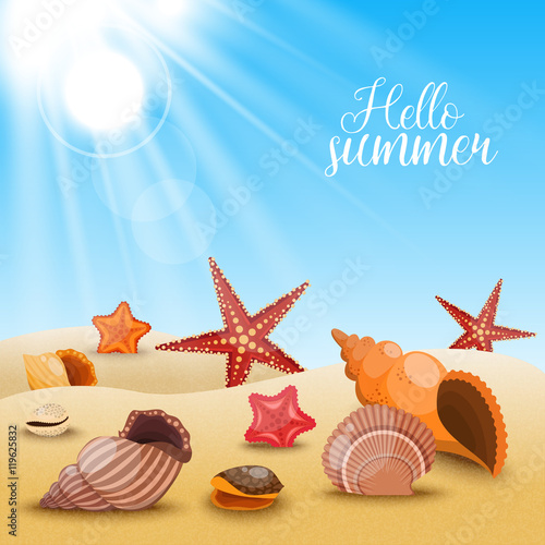 Starfishes On The Beach Composition