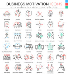 Poster - Vector Business motivation ultra modern color outline line icons for apps and web design.