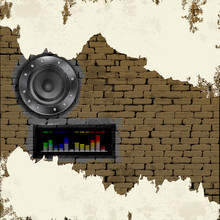 Music Background Acoustic Speaker In A Brick Wall