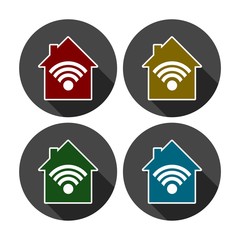 Poster - Free wifi zone icon, wireless house concept, vector illustration