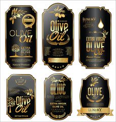 Sticker - Olive oil retro vintage gold and black labels collection