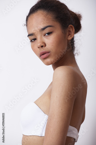 Extremely Black People Naked - portrait of young pretty african-american mulatto girl on ...