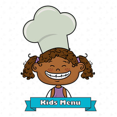 Poster - girl kids menu food vector illustration graphic