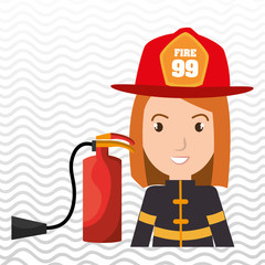 Sticker - firefighter extinguisher protective vector illustration graphic eps 10