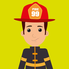 Sticker - man fire helmet mask vector illustration graphic