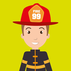 Sticker - man fire helmet mask vector illustration graphic