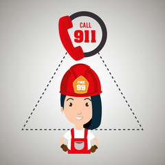 Sticker - woman firefighter mask helmet vector illustration graphic