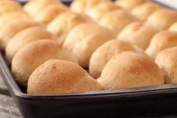 Wall Mural - Fresh homemade whole wheat dinner rolls macro shot