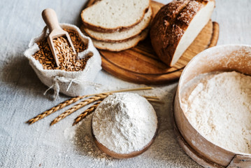 Wall Mural - wheat and flour on the table