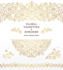 Canvas Print - Vector set of vignettes, borders in Eastern style.