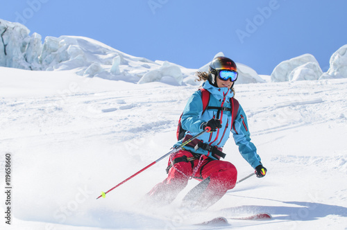 Plakat Przygodowa jazda na nartach na lodowcach Monte Rosa
