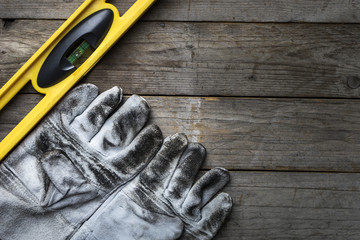 Wall Mural - engineer equipment on the old wood table