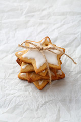 Canvas Print - Stack of gingerbread xmas star cookies