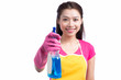 © makistock - Portrait of a beautiful girl with a detergent for cleaning