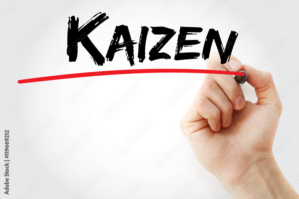 Hand writing Kaizen with marker, concept background