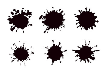 vector set of ink splashes, blots. splatter collection.
