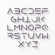 Thin line style, linear uppercase modern font with long shadow, typeface, minimalist style. Latin alphabet letters