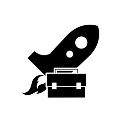 Wall Mural - flat design rocket and briefcase icon vector illustration