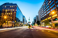 Long Exposure Of Connecticut Avenue In Downtown Washington, Dist