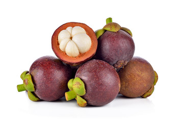 ripe mangosteen isolated on white background