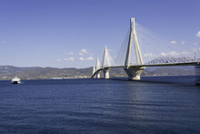 Cable-stayed Suspension Bridge Crossing Corinth Gulf Strait, Greece