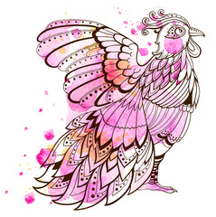 Poster - Decorative pink bird