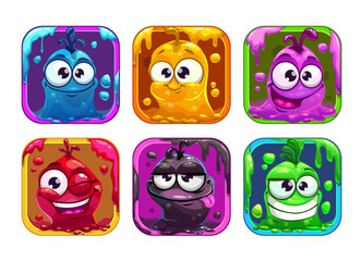 Sticker - Funny cartoon liquid characters in the frame