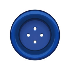 Sewing button, stud icon. Blue sewing button isolated on white background. Vector illustration