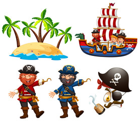 Sticker - Pirates and children on the ship